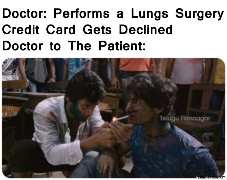 Doctor performs a lungs surgery Credit card declined Le doctor meme