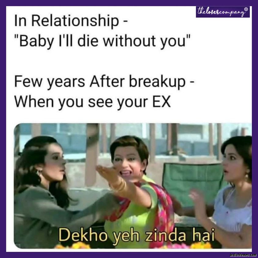 After few years of breakup When you see your EX Dekho yeh zinda hai meme.jpg