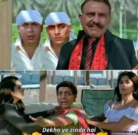 When Rakhee sees Karan Arjun Dekho yeh zinda hai meme.jpg