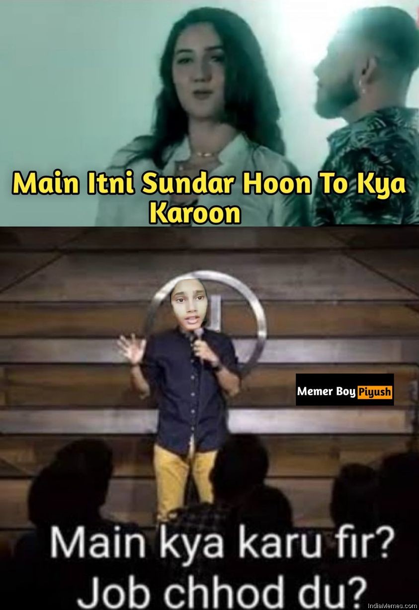 Main itni sundar hoon kya karu Mai kya karu fir job chhod du meme.jpg