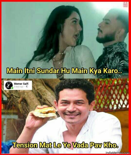 Main itni sundar hoon kya karu Tension mat le ye vada pav khao meme.jpg