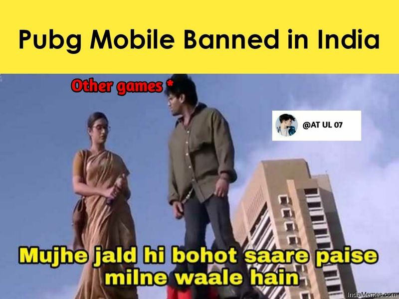 PUBG Ban in India Memes in Hindi 