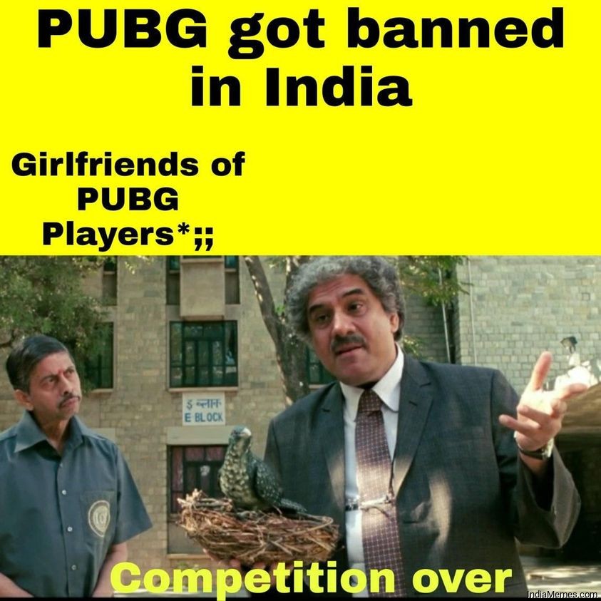 Pubg got ban in India Le girlfriends of pubg lovers Competition over meme.jpg
