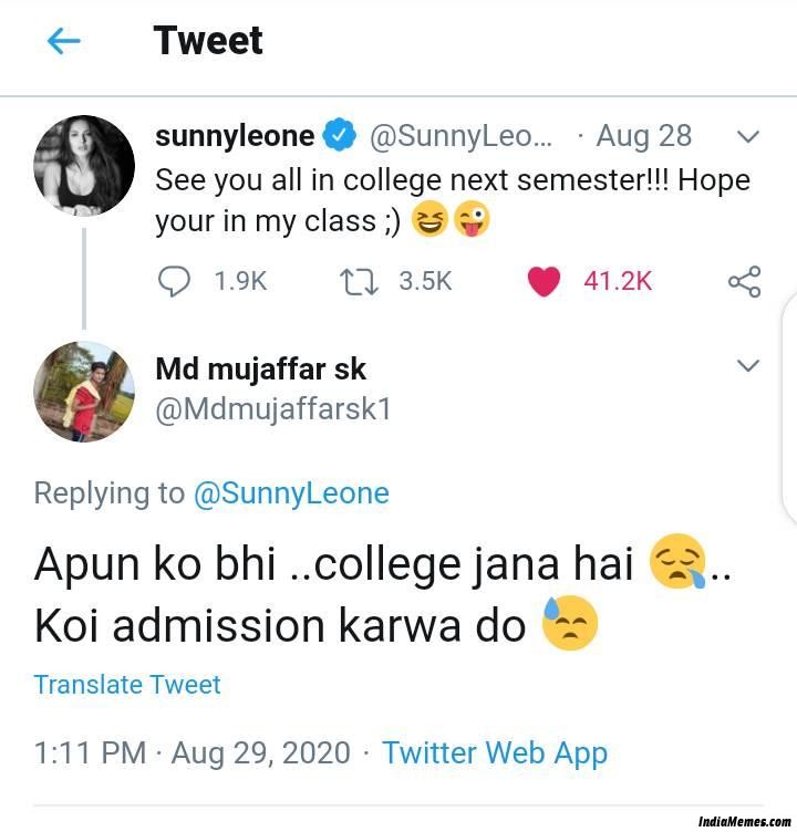 Apun ko bhi college jana hai Koi admission karwa do meme.jpg