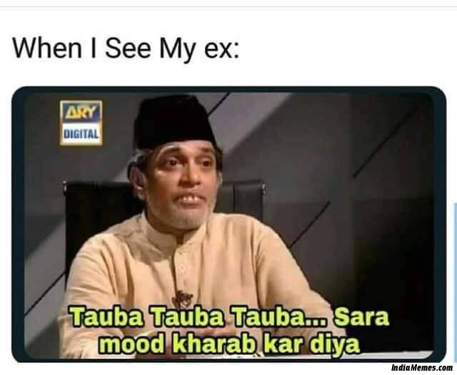 When I see my Ex Tauba tauba tauba sara mood kharab kar diya meme.jpg