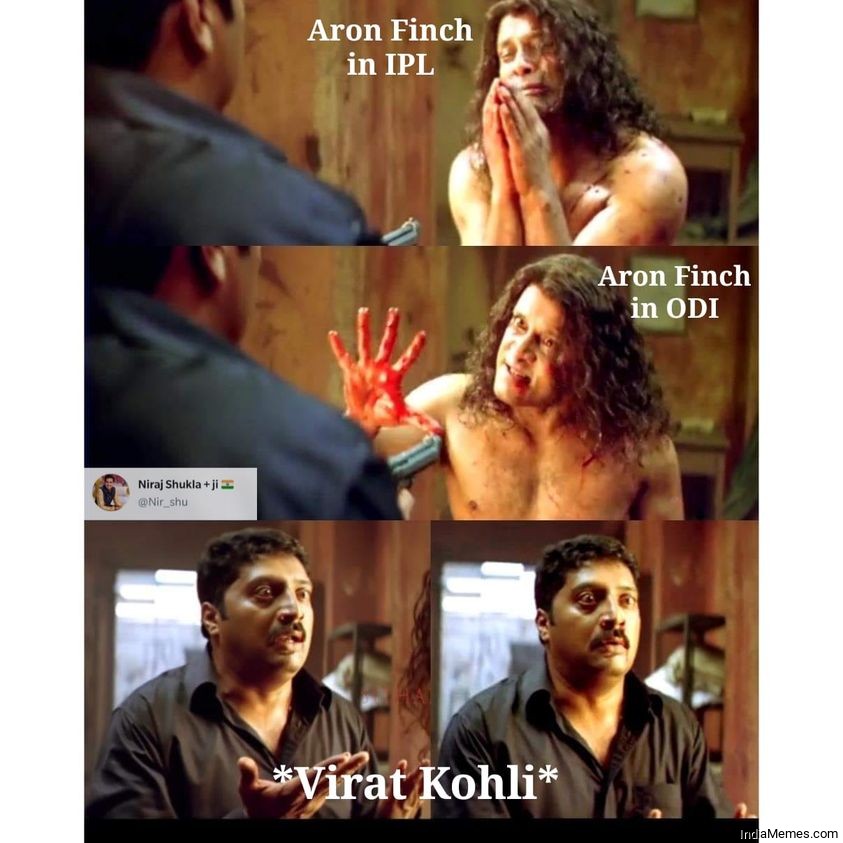 Aron Finch in IPL Aron Finch in ODI Meanwhile Virat Kohli meme