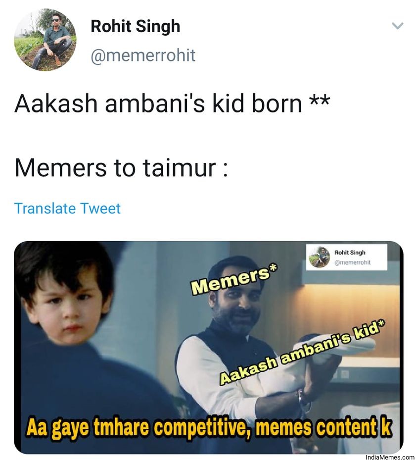 Akash Ambanis kid born Meanwhile memers to Taimur meme