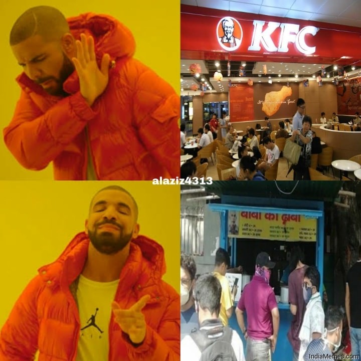KFC vs Baba ka dhaba Drake meme