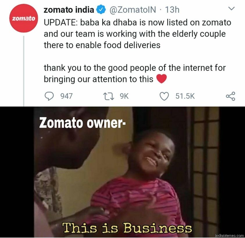 Le Zomato owner This is business meme
