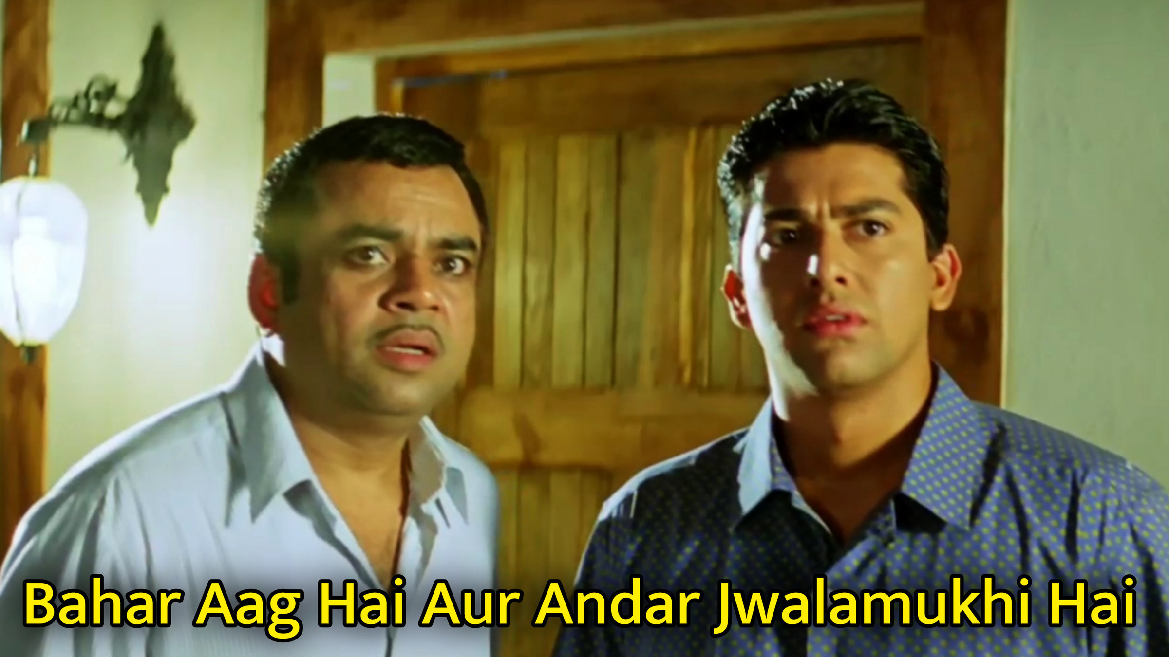 Bahar Aag Hai Aur Andar Jwalamukhi Hai Meme Template