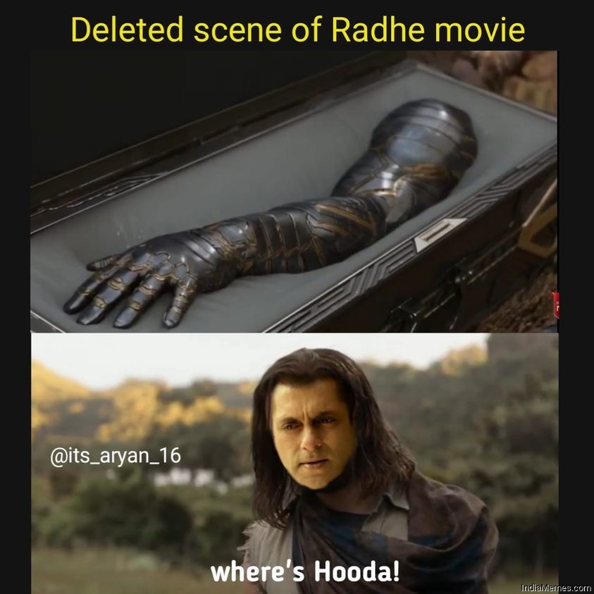 Deleted scene from Radhe movie Wheres Hooda meme