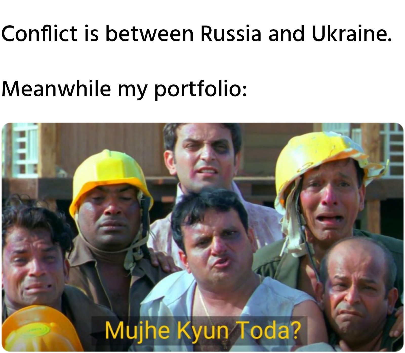 Conflict is between Russia and Ukrain. Meanwhile my portfolio: meme