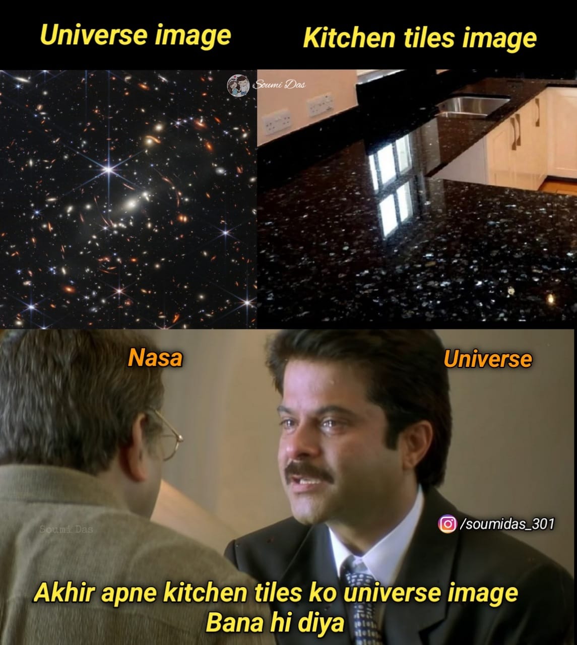 Universe Image vs Kitchen Tiles Image Memes in Hindi