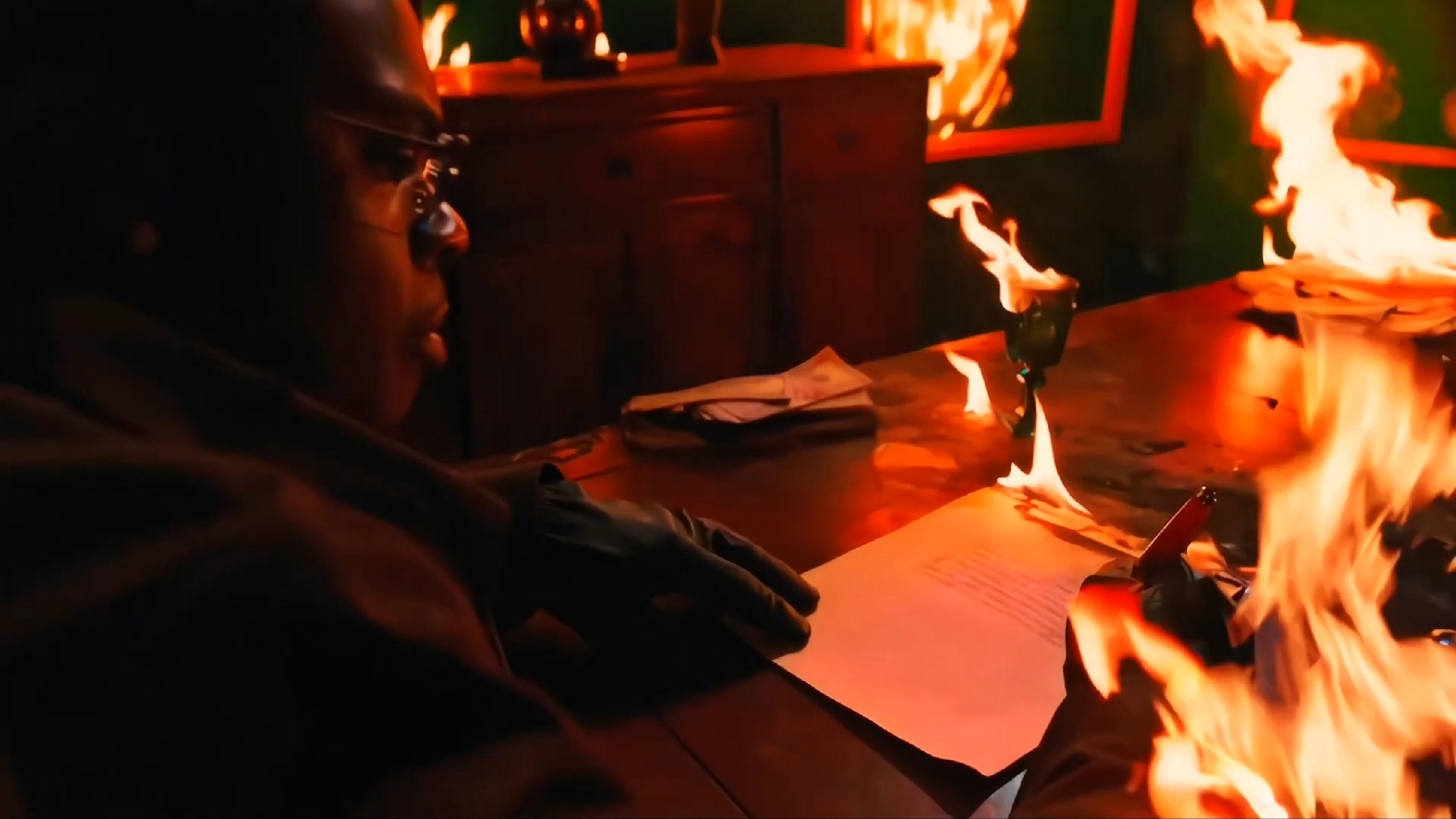 Gunna Writing in Fire Meme Template