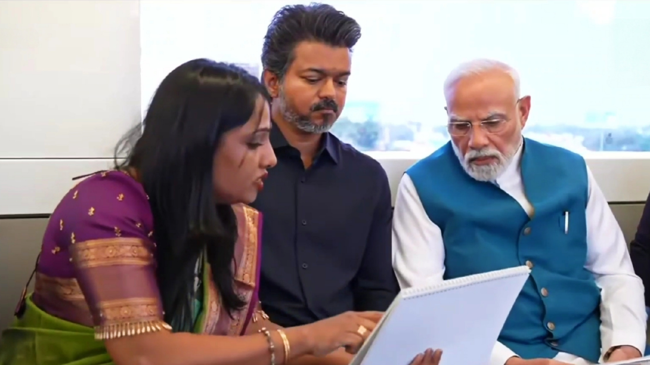 PM Modi CM Vijay Chennai Metro Ride Meme Template