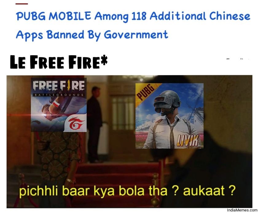 Le free fire Pichhli bar kya bola tha aukat meme 